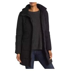 Lucky Brand Missy Faux Fur Hooded Parka Zip Up Button Overlay Jacket Size S